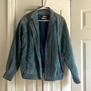Vintage Images bomber jacket, blue suede, Size M